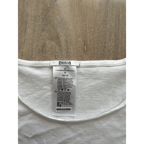 Wolford Short Sleeve Crewneck Bodysuit in White Size Medium - Picture 3 of 7